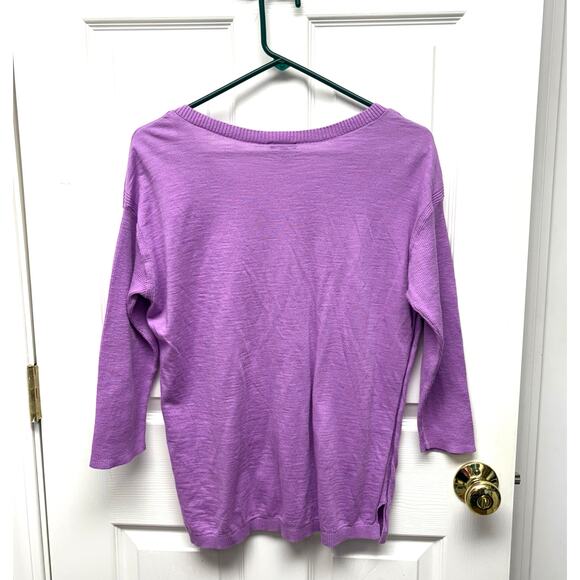 Talbots Cotton Sweater, Violet Purple Crew Neck, 3/4 Sleeves, Women's Size M - Picture 4 of 4